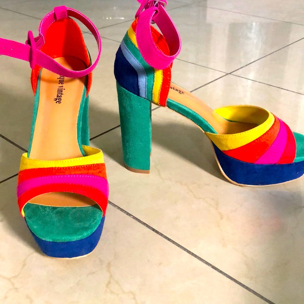 rainbow platform heels